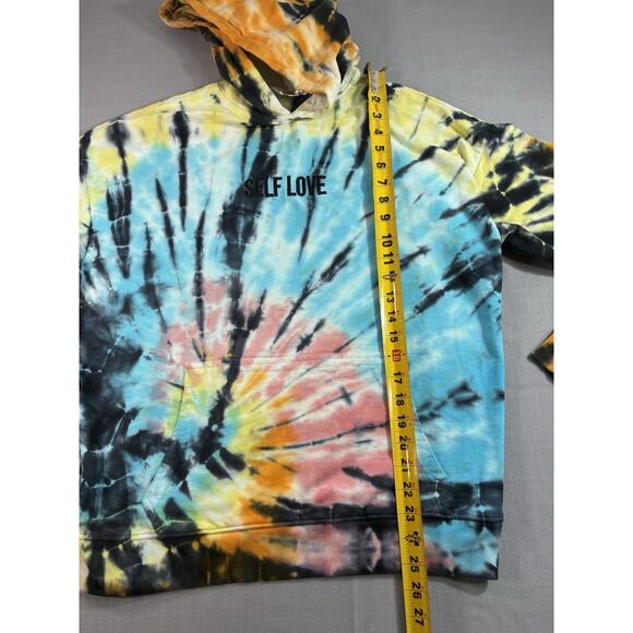 Orange Kiss Self Love Tie Dye Hoodie Sweatshirt Women’s Medium Pullover - Picture 7 of 8